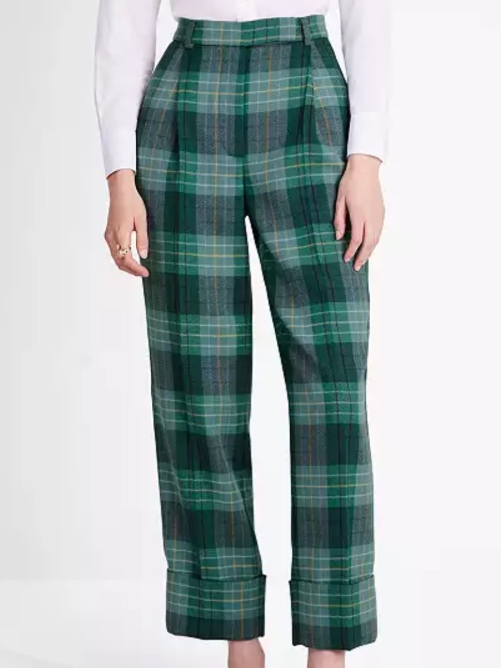 kate spade Greenhouse green Plaid Wool pleated Pants nwot